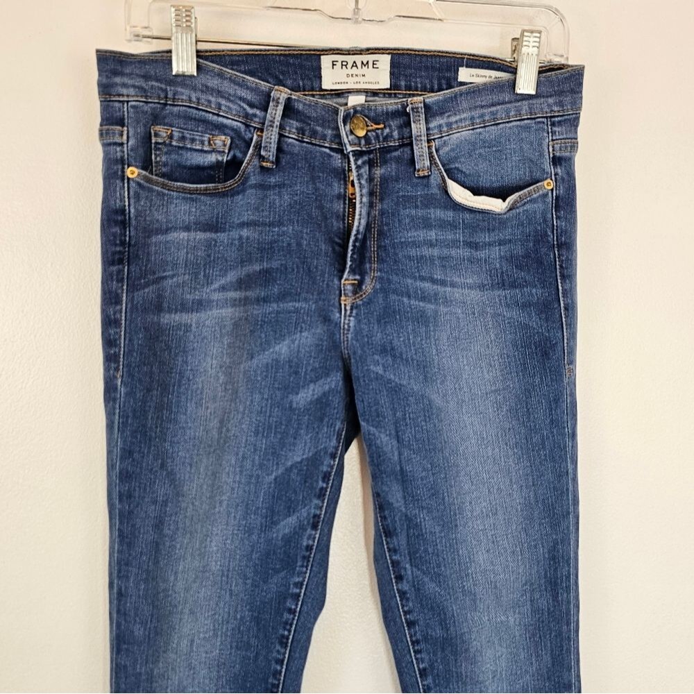 Frame Jeans Size 31 (Size 8) Denim Women's Skinny Denim- Dark Blue - Picture 4 of 8